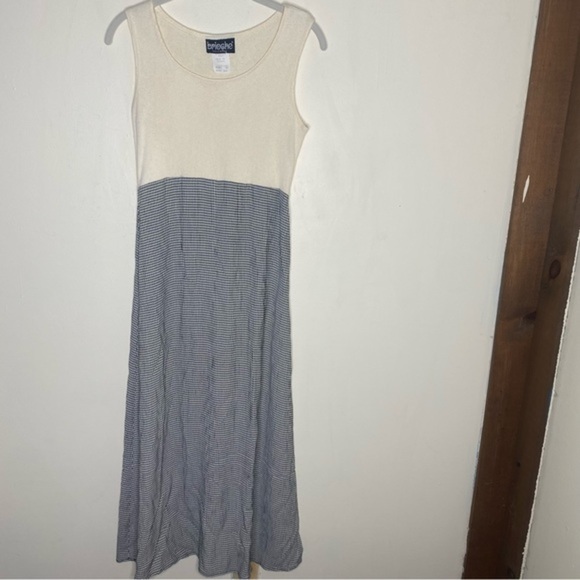 Vintage‎ Brioche Knit & Checkered Lightweight Midi Dress Sleeveless - Picture 5 of 12